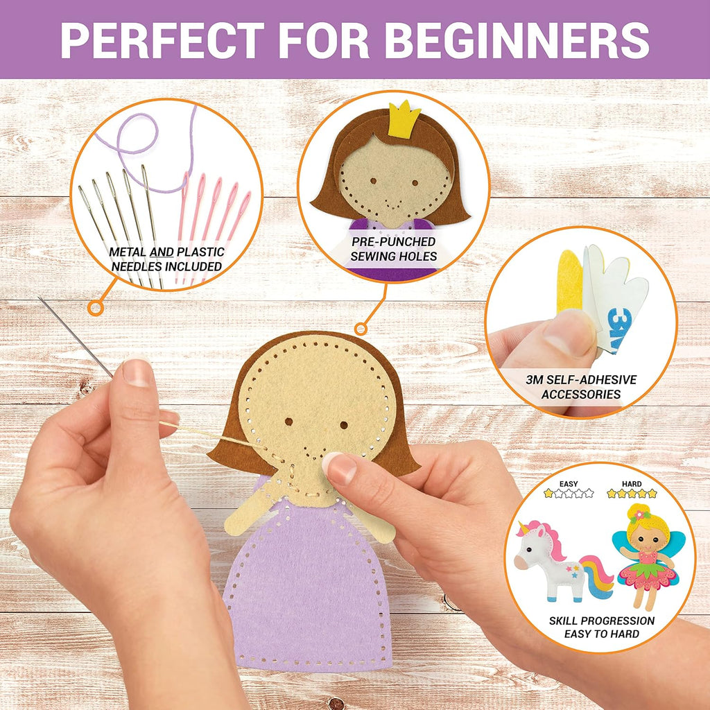 Craftorama Kit de costura para niños, divertido y educativo juego de manualidades de cuento de hadas para niños y niñas de 7 a 12 años, kit de manualidades para principiantes para coser tus propios