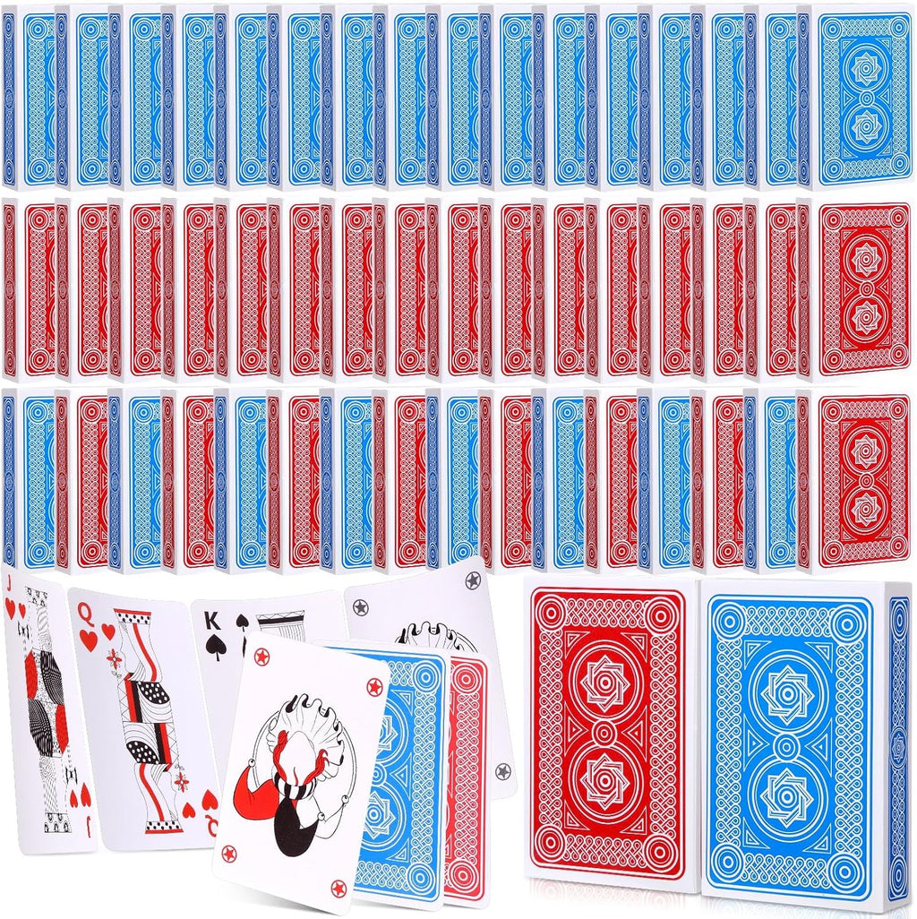 Zubebe Paquete de 144 cartas de cartas a granel, rojo y azul, clásico