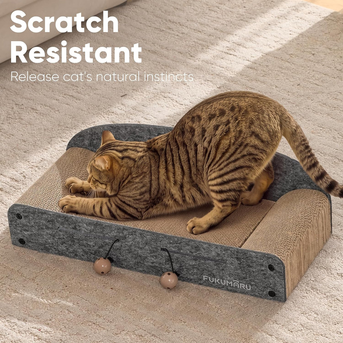 FUKUMARU Cama rascador grande para gatos, sofá rascador para gatos de 26