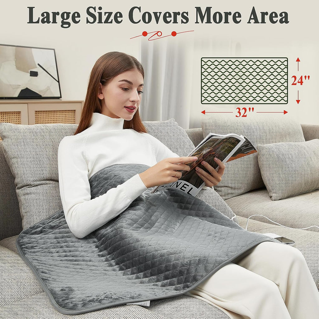 Almohadilla térmica extra grande de 32 x 24 pulgadas para alivio de espalda y calambres, almohadillas térmicas eléctricas XL para aliviar el dolor de cuello y hombros, almohadilla térmica mejorada, 6