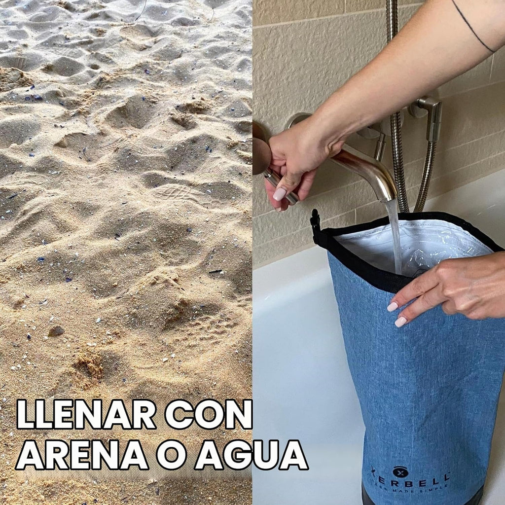 Pesa rusa plegable y ajustable de 4.4 a 30.9 lbs (2-14 kg) - pesa rusa de agua y saco de arena - Entrenamiento versátil con saco de arena y bolsa de peso - Equipo de entrenamiento de fuerza