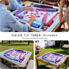 American Love Pink Mahjong Set - 160 azulejos acrílicos de alta calidad, diseño de corazón de 4 capas, 4 estantes y empujadores todo en uno, 100 fichas, 3 dados dorados