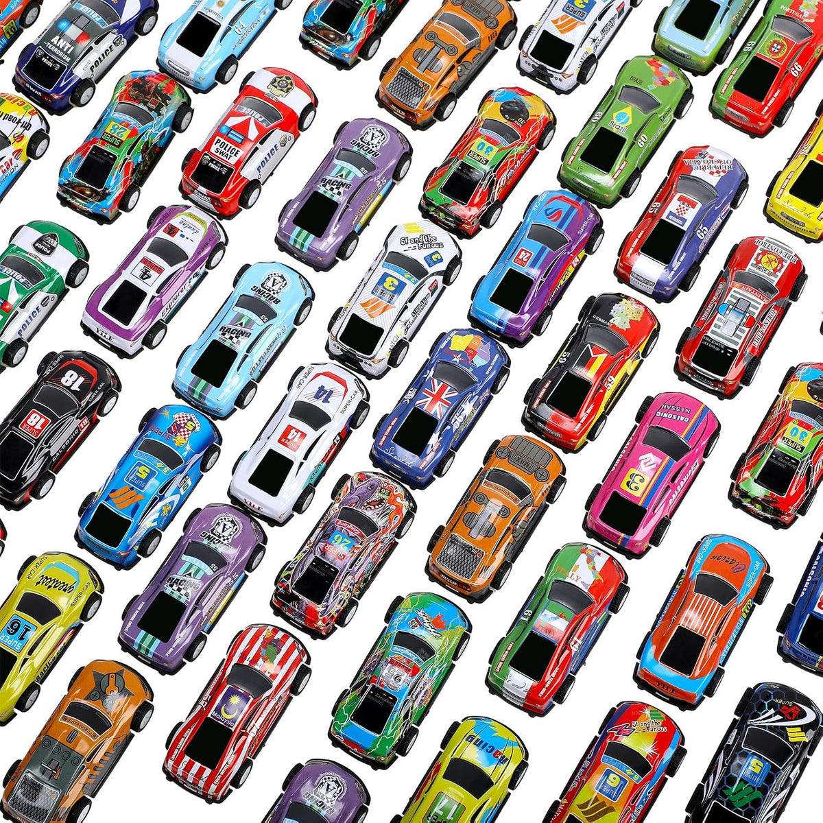 Vinsot 60 piezas de autos de carreras de fundición a presión mini a granel