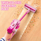 Set de 4 en 1 para niños: aspiradora de juguete para juego de simulación (Color Metálico Rosa)