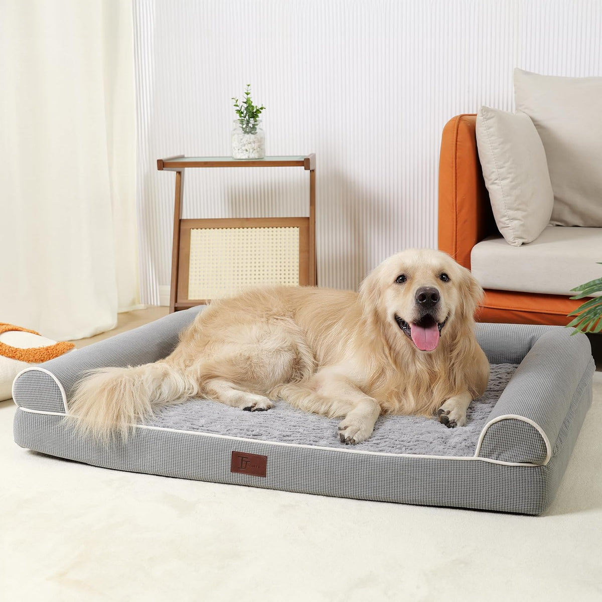 Camas ortopédicas para perros grandes, tapete de espuma para mascotas forrado impermeable con funda extraíble y lavable y parte inferior antideslizante, sofá cama para perros