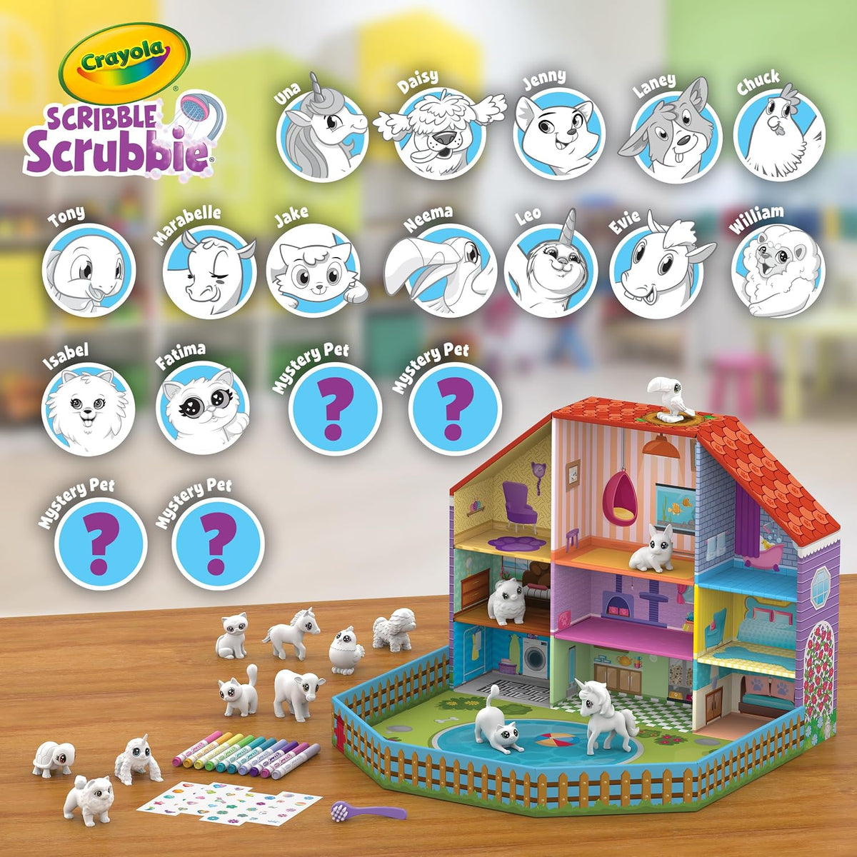 Crayola Scribble Scrubbie Pets - Colección de amistad, 18 mascotas y 10