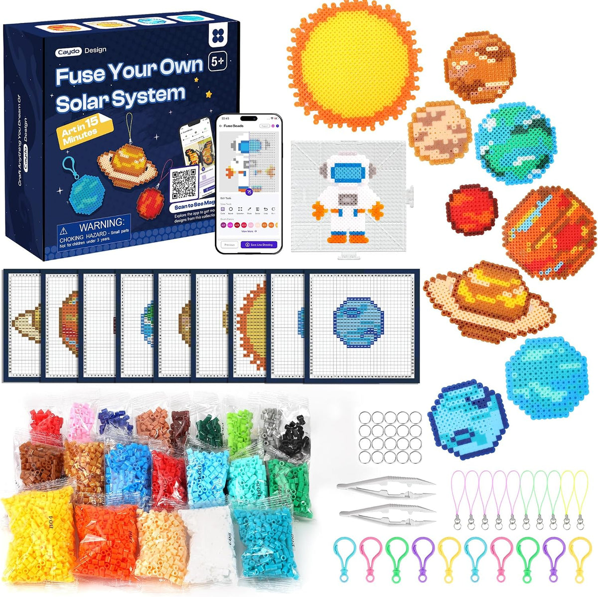 Caydo Kit de cuentas fusibles del sistema solar, juguetes STEM de ciencia