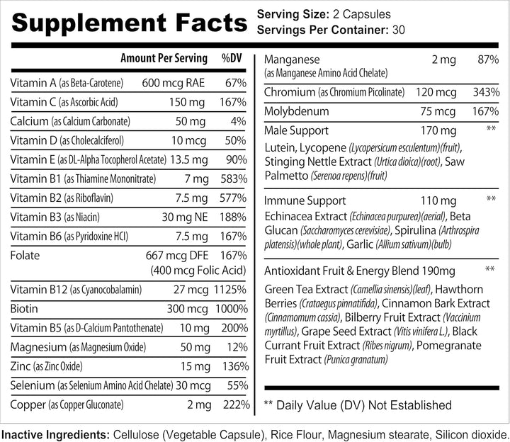 Bradeson Naturals Suplemento multivitamínico para hombres para ener...