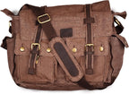 Bolsa bandolera de hombro de lona LEATHER VILLAGE para hombres y mujeres – Elegante bandolera estilo mochila para oficina, viajes y uso diario