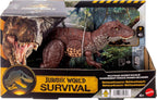 Mattel Jurassic World Wild Roar Metriacanthosaurus - Figura de acción de dinosaurio, sonido, ataque y luces, código de escaneo para juego digital