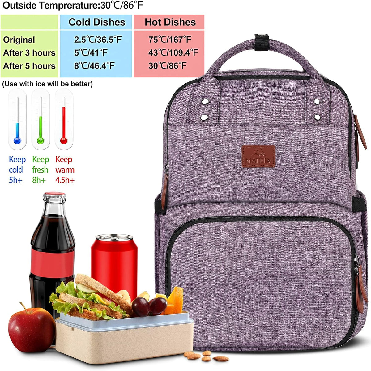 Mochila para niñas con lonchera, mochilas aisladas para mujer con c...