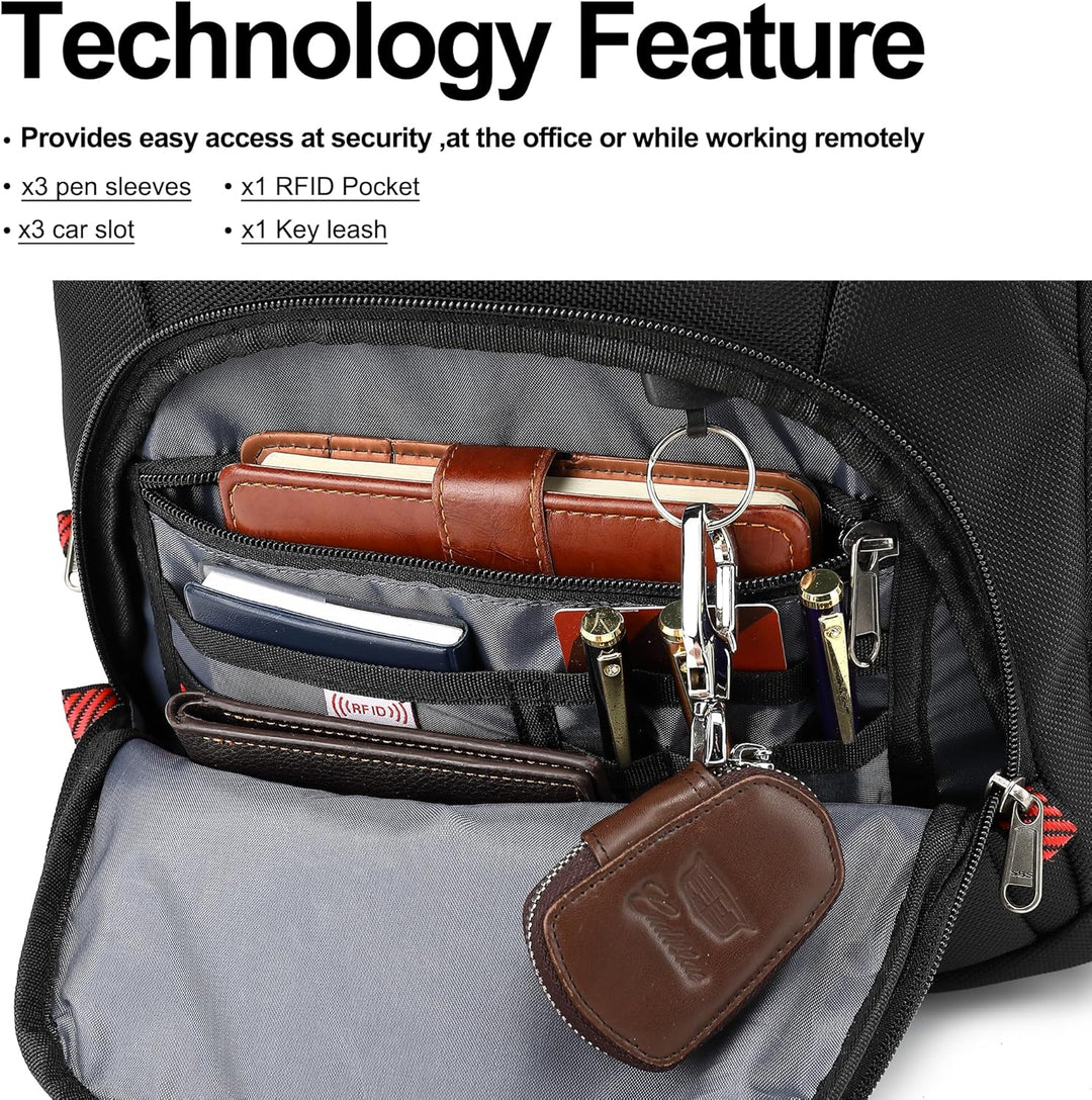 Mochila para laptop Boavan para hombres (Negro, 15.6), Negro, Elegante