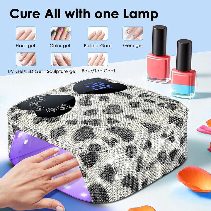 HUITINE - Lámpara de uñas LED UV, inalámbrica, 80 W, recargable, lu...