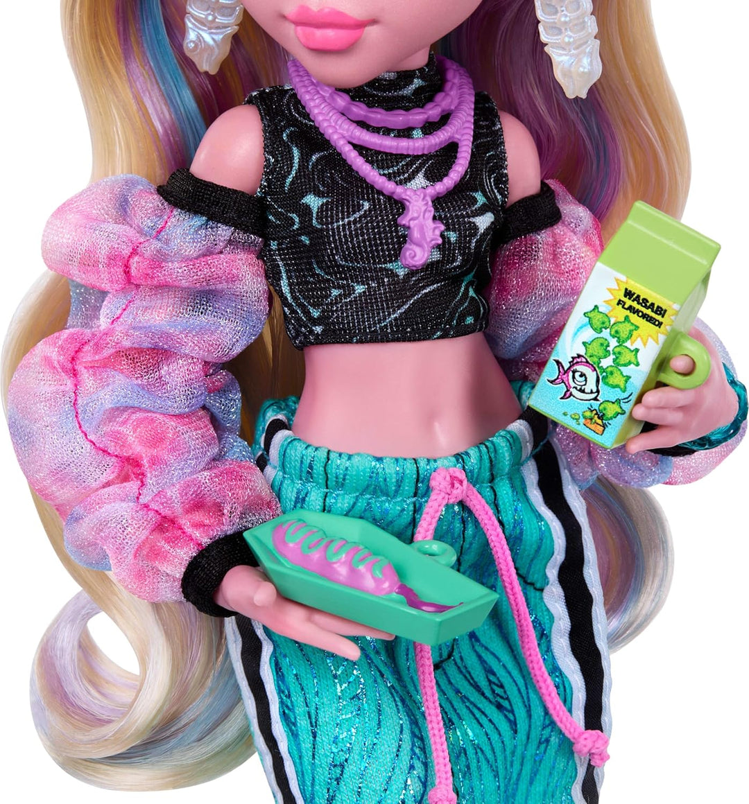 Muñeca Monster High, Lagoona Blue con top corto y falda maxi deport...