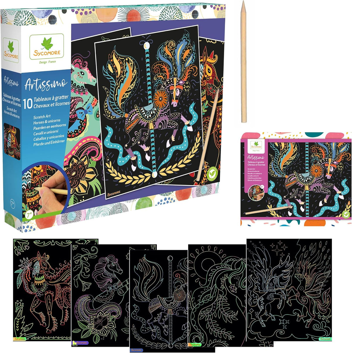 Sycomore ARTISSIMO-Scratch Hair Art y Unicornios, CREA014