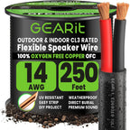 GEARit - Cable para parlante, calibre 14, cable negro de 250 ft, con