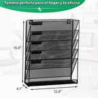 EaseOffice organizador de oficina vertical de 5 hileras, de material de red de metal, color negro, para la oficina o el hogar.