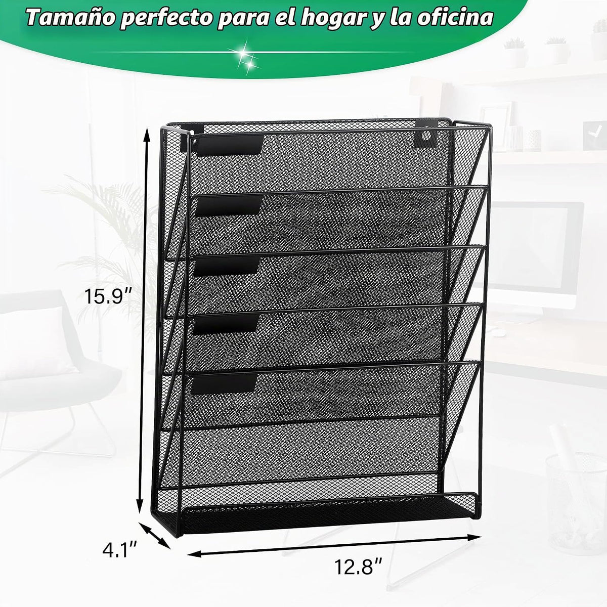 EaseOffice organizador de oficina vertical de 5 hileras, de material de red de metal, color negro, para la oficina o el hogar.