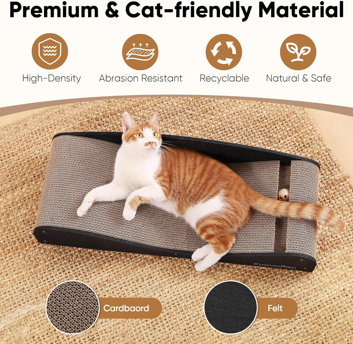 FUKUMARU Cama rascador de cartón para gatos, almohadilla extra grande de
