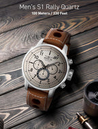 Reloj cronógrafo Invicta Rally S1 para hombre, de acero inoxidable, con correa de cuero marrón