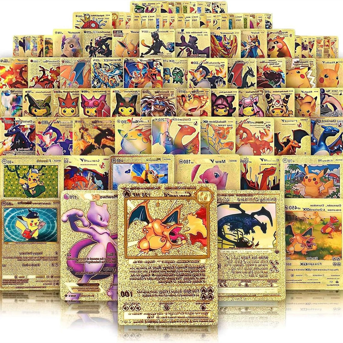 Paquete de 55 tarjetas doradas raras, tarjetas doradas raras, tarjetas de lámina dorada para fanáticos/niños/coleccionistas, regalos (sin duplicados)