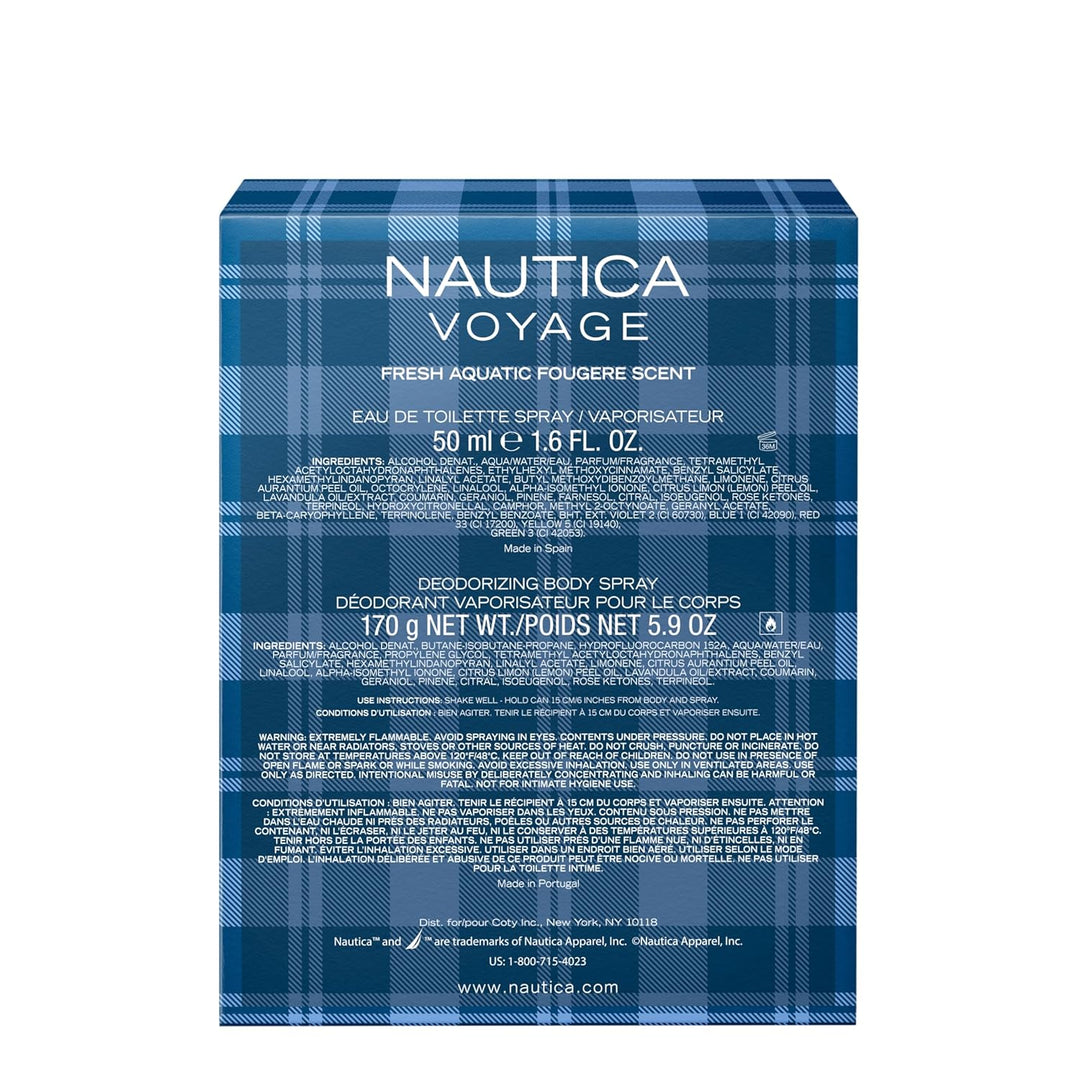 Nautica Voyage Giftset, 1.6 fl oz EDT + 6 oz desodorizante corporal...