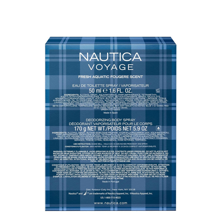 Nautica Voyage Giftset, 1.6 fl oz EDT + 6 oz desodorizante corporal...