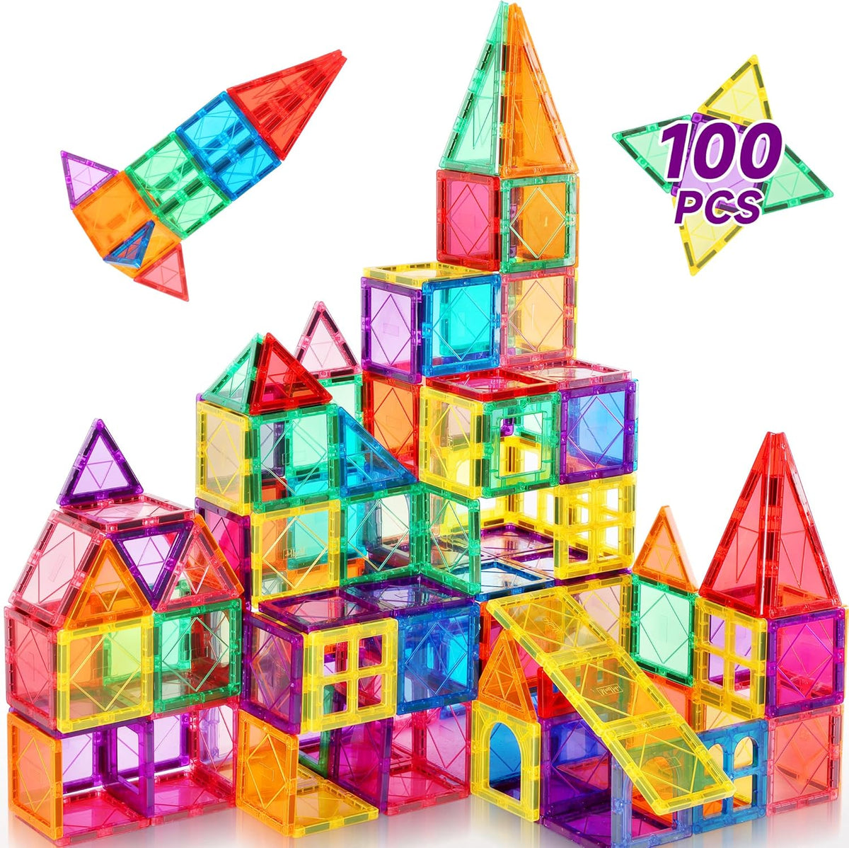 100 PIEZAS Azulejos Magnéticos Juguetes para Niños - Juego de Const...