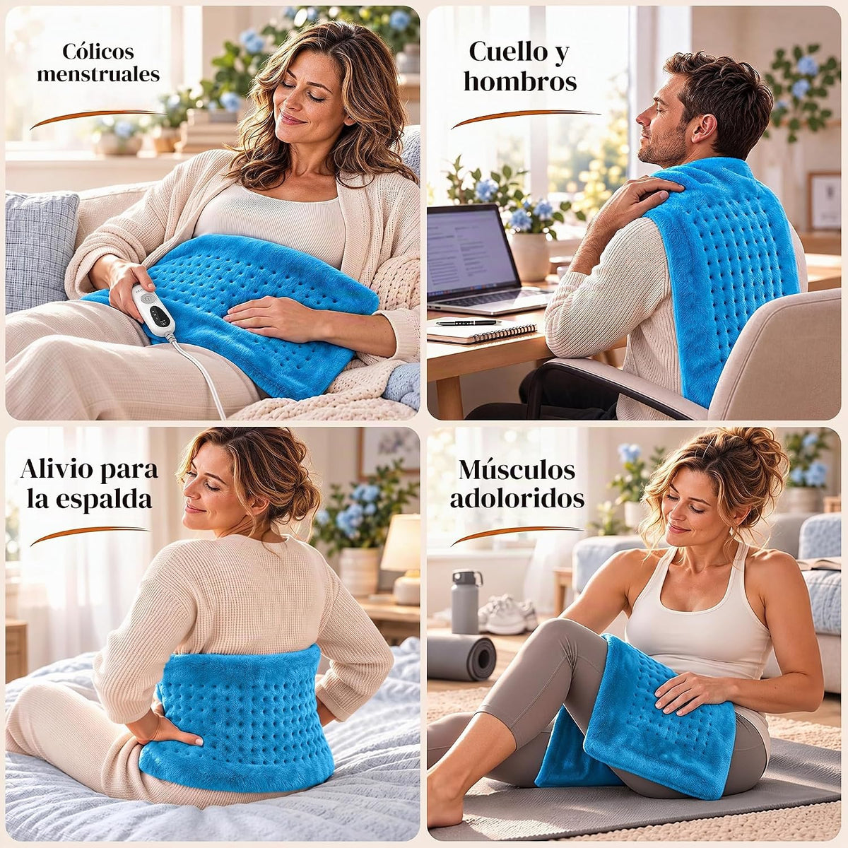 GENIANI Almohadilla térmica eléctrica para aliviar el dolor de espalda y calambres, manta eléctrica, regalos de cuidado personal para mujeres, almohadilla térmica para cuello y hombro, microfelpa lavable a máquina, apagado automático (12 x 24 pulgadas