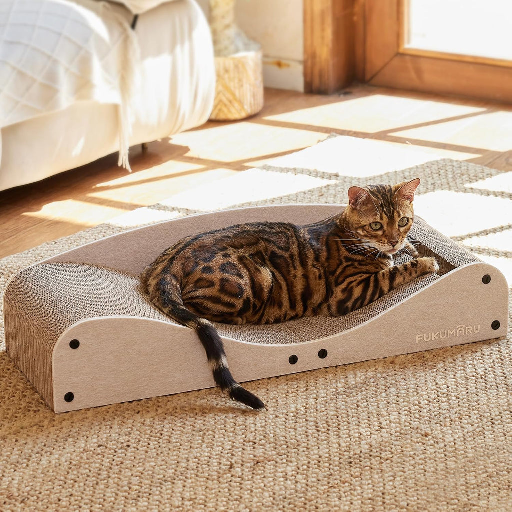FUKUMARU Cama rascador de cartón para gatos, almohadilla extra grande de