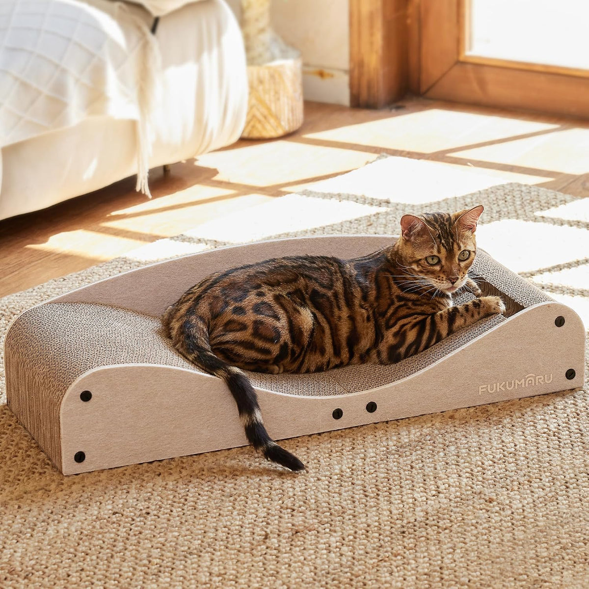 FUKUMARU Cama rascador de cartón para gatos, almohadilla extra grande de