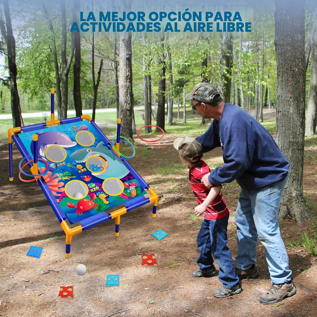 Juego de lanzamiento de bolsas de frijoles de animales, juego de lanzamiento al aire libre, suministros de fiesta familiar para niños, regalo para cumpleaños o Navidad para niños pequeños de 3, 4, 5