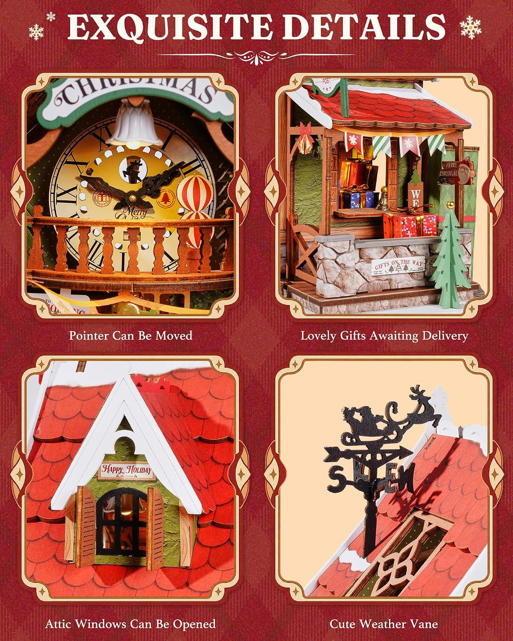 Rolife Kit de casa de muñecas en miniatura de Navidad, casa de bricolaje de
