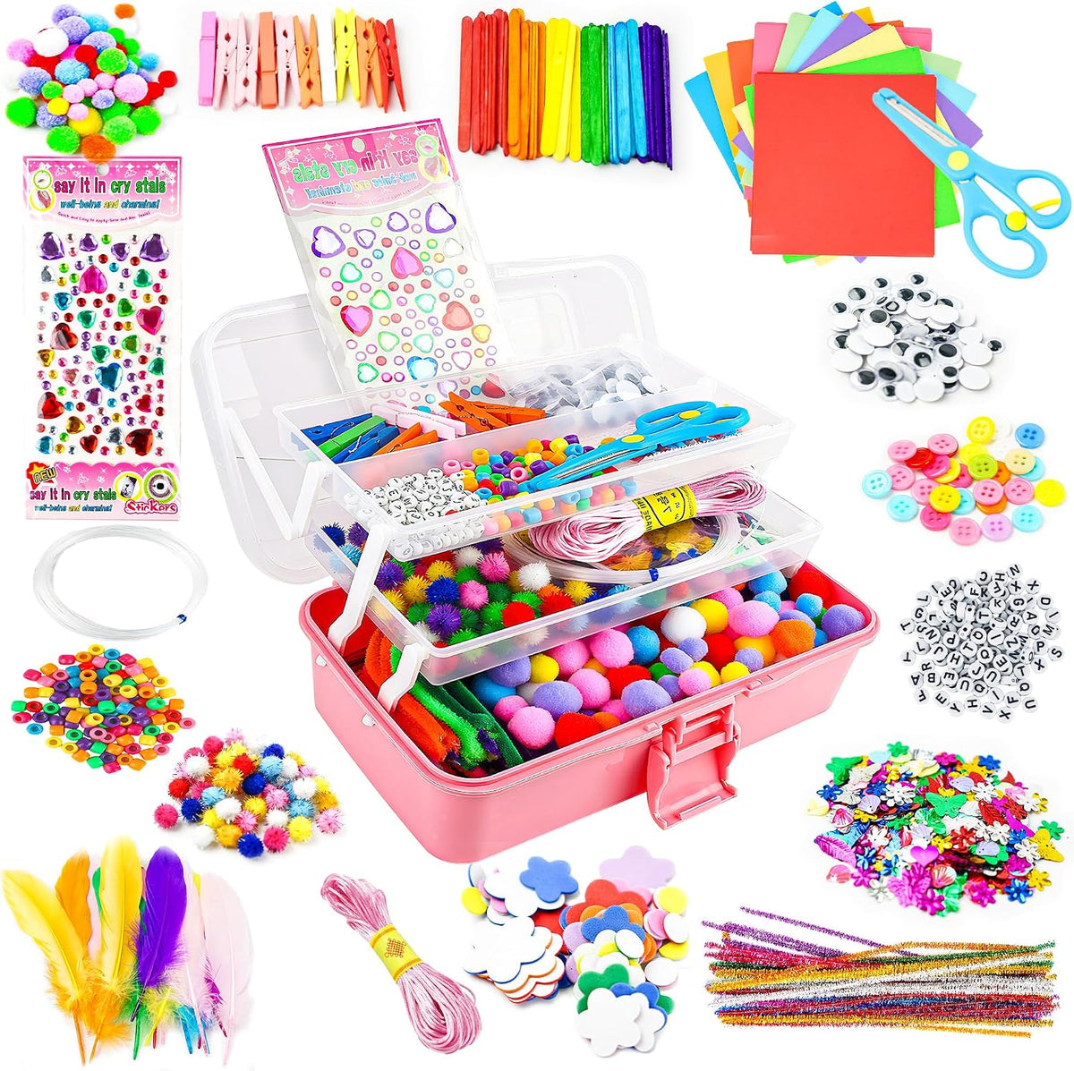 SMILESSKIDDO Suministros de manualidades para niños, más de 1400 piezas de