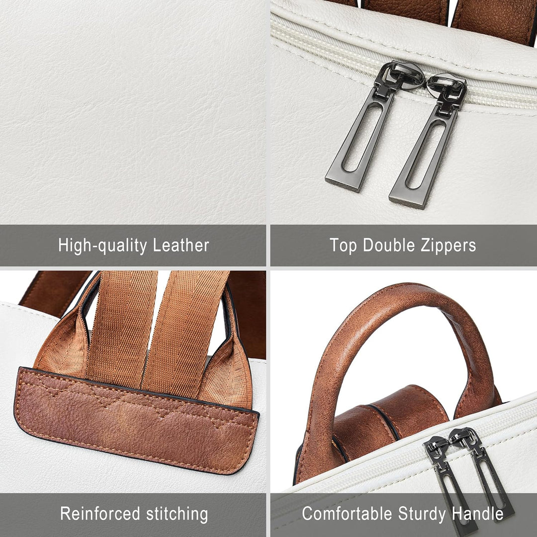 Mochila Shrrie de cuero vegano para laptop de 14 pulgadas para muje...