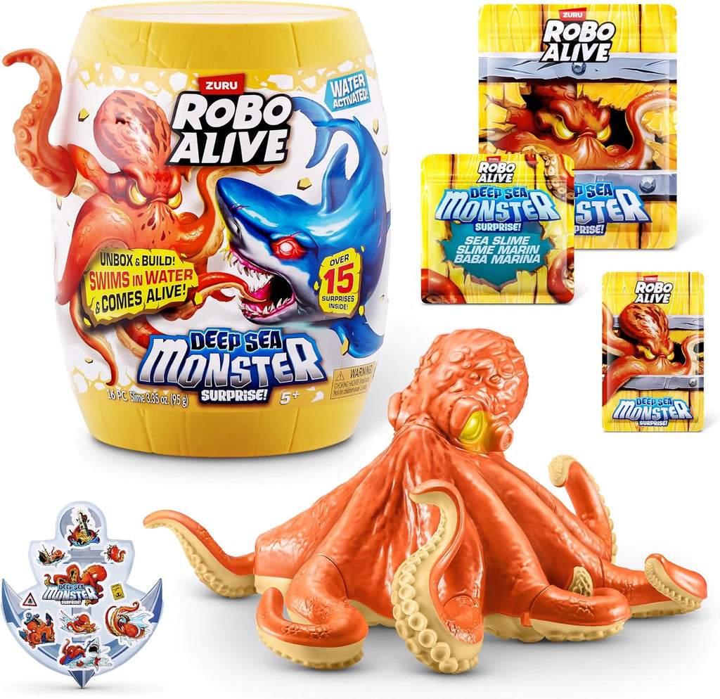 Robo Alive Monstruo del Mar Profundo Sorpresa (Pulpo) por ZURU, Desembalaje Sorpresa y Juguete Animal Electrónico para Niños