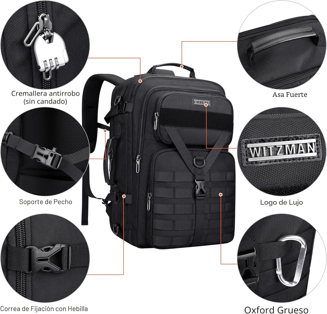 WITZMAN Mochila de viaje de mano para hombre, grande, convertible d...