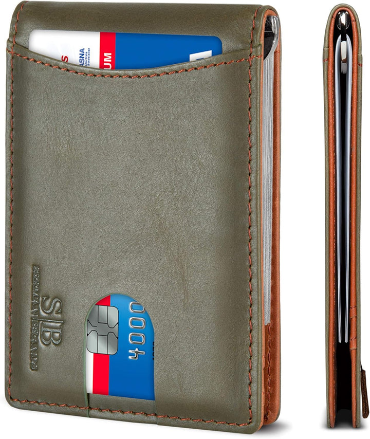 SERMAN BRANDS RFID Blocking Slim Bifold Genuine Leather Minimalist...