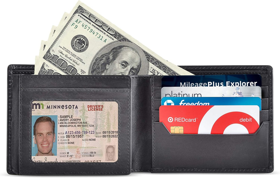 BULL GUARD Billeteras plegables con bloqueo RFID para hombres con 2...