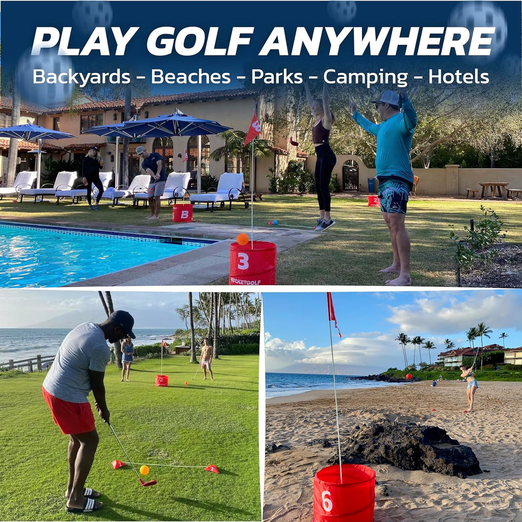 BUCKETGOLF Original Game Set de Viaje de 3 Hoyos