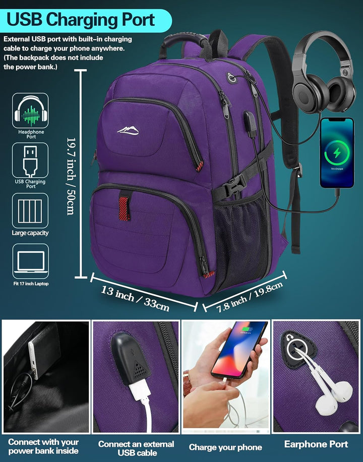 ProEtrade Mochila de viaje extra grande para portátil, antirrobo, p...