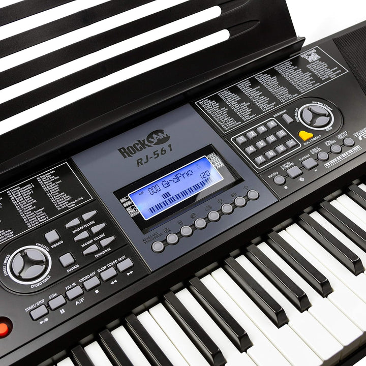 Teclado electrónico RockJam de 61 teclas superkit con soporte, tabu...
