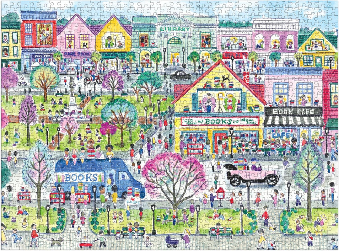 Galison Book Townscape - Rompecabezas de 1000 piezas de Michael Storrings con hermosas ilustraciones de un vecindario temático de libro