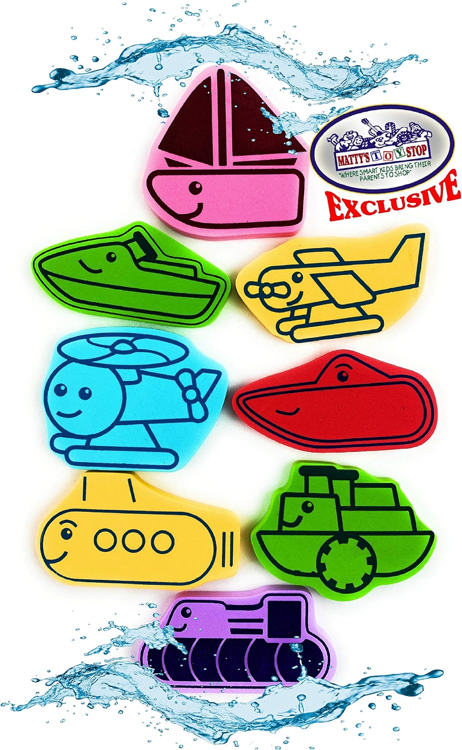 Juego de 119 juguetes de baño de Toy Stop de 119 piezas con pato de goma gigante, calcomanías de baño, espejos, crayones, esponja, mini animales, animales medianos, botes apilables, letras de espuma,