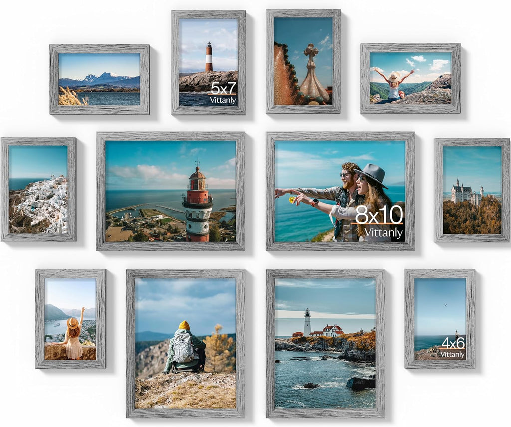 Paquete de 12 marcos de fotos para decoración de pared