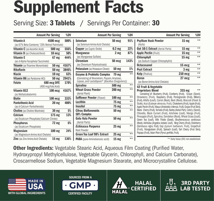 Multivitamínico vegano para mujeres y hombres, multivitaminas esenc...