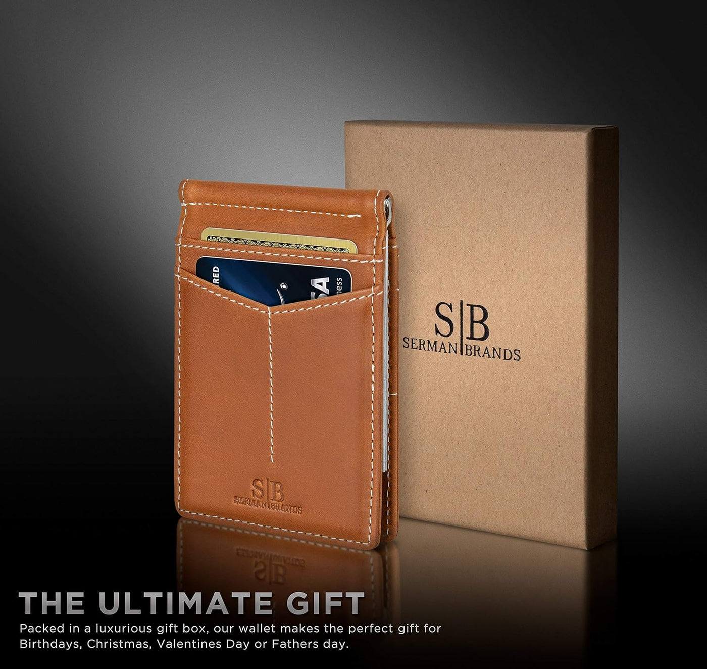 SERMAN BRANDS RFID Blocking Wallet Slim Bifold - Genuine Leather Mi...