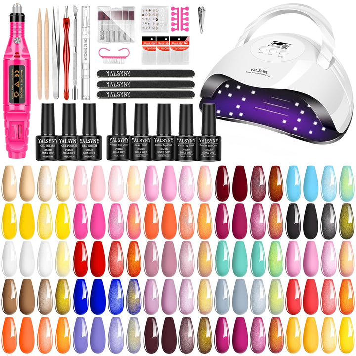 Kit de esmalte de uñas con luz UV, kit de iniciación de esmalte de...