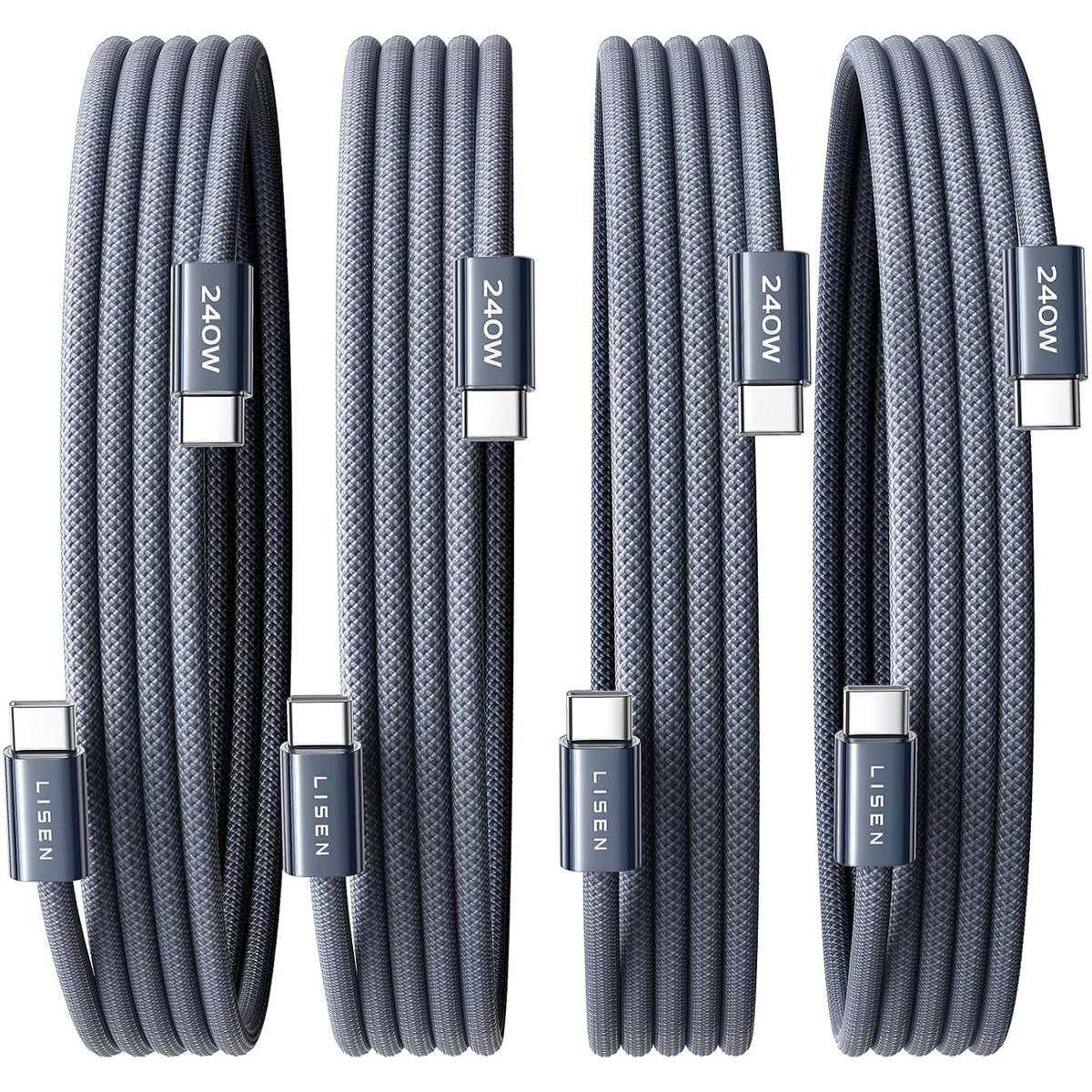LISEN USB C a USB C Cable, 240W C a C Fast carga Cable (6.6ft, 4 Pack)