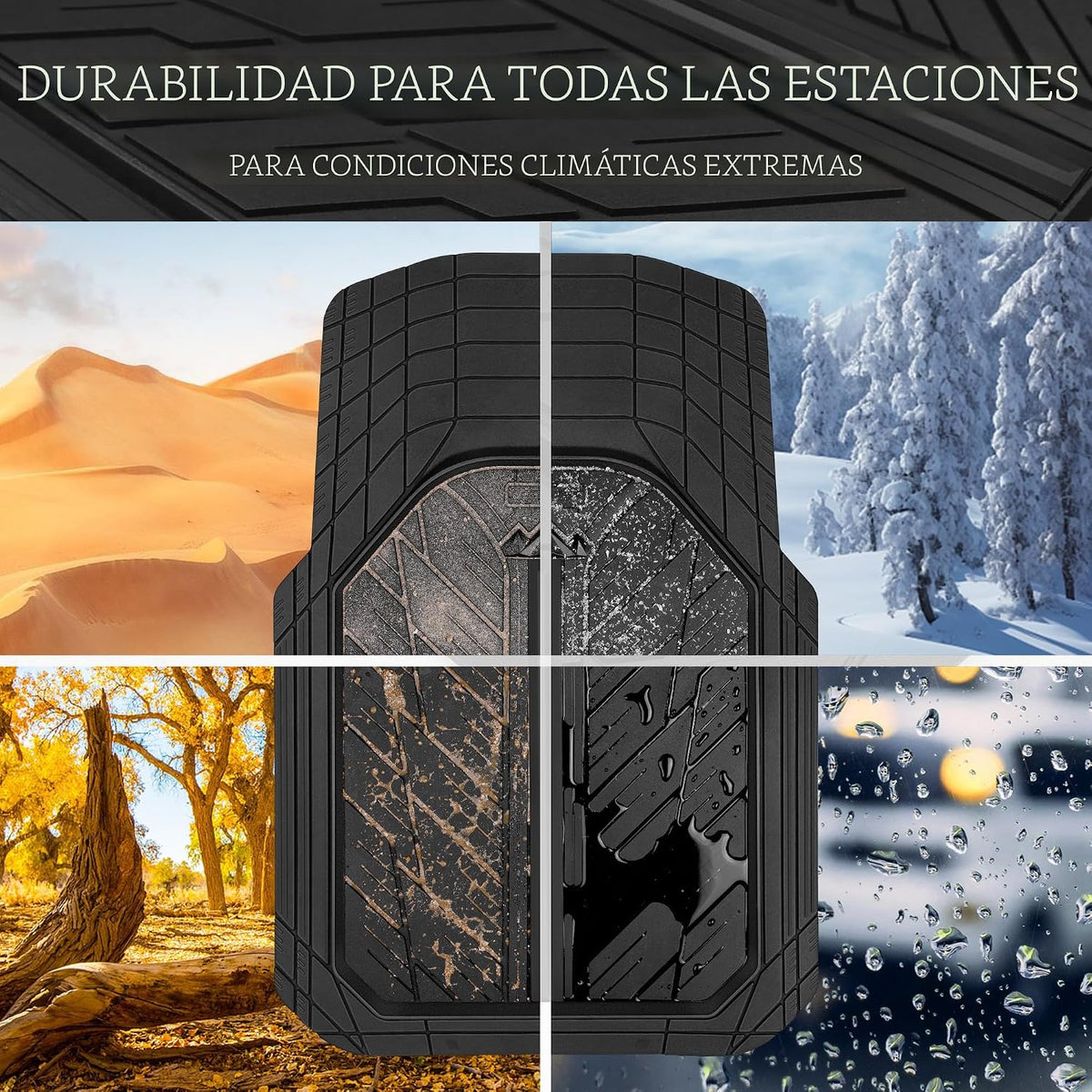 CAR PASS Tapetes de goma pesada para automóvil, tapetes impermeables profundos para automóvil para todo clima, tapetes universales recortables para automóvil SUV camión furgoneta, forros de piso